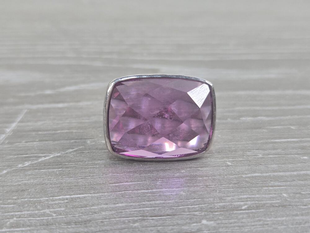 Silpada Pink In Thought Sterling Silver Sapphire Cushion Cut Ring size 9 Retired